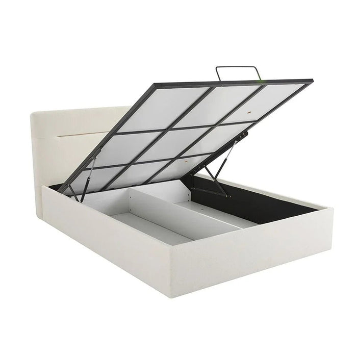 Hendrix 150x200 Queen Bed with Hydraulic storage-White-With 2-Year Warranty