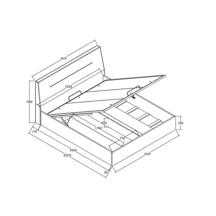 Hendrix 150x200 Queen Bed with Hydraulic storage-White-With 2-Year Warranty