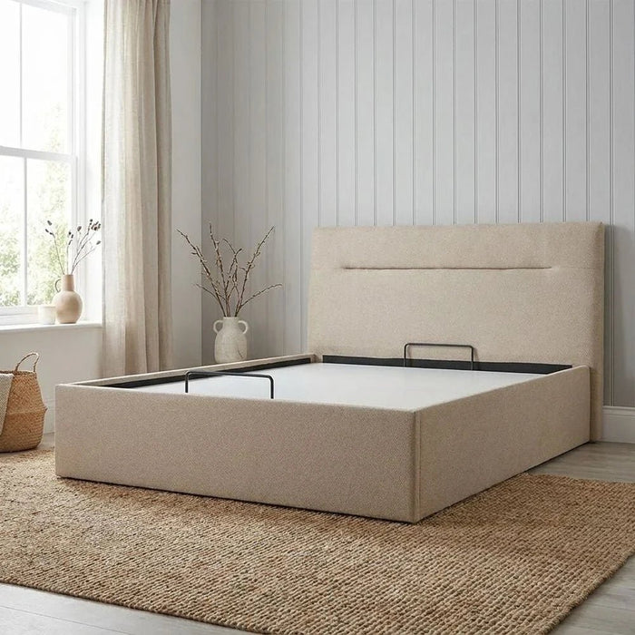 Hendrix 150x200 Queen Bed with Hydraulic storage-Taupe-With 2-Year Warranty