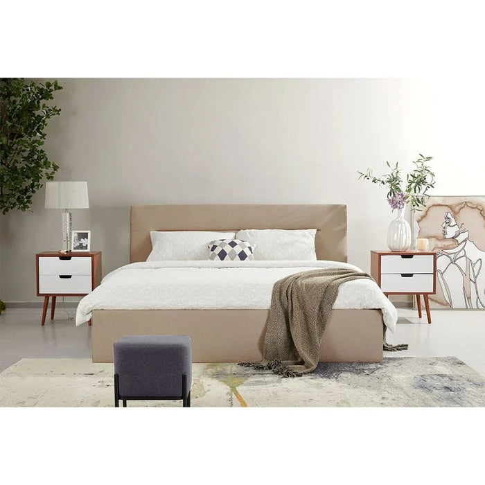 Hendrix 150x200 Queen Bed with Hydraulic storage-Taupe-With 2-Year Warranty
