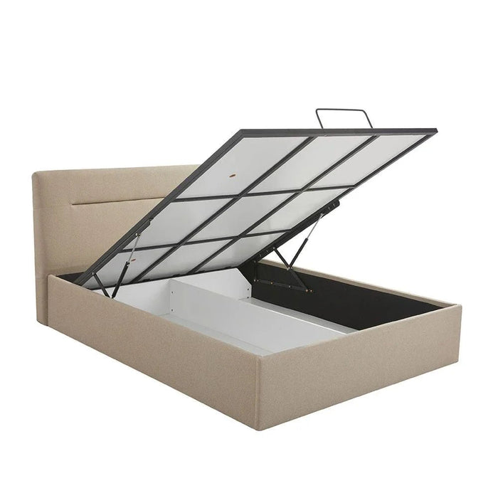 Hendrix 150x200 Queen Bed with Hydraulic storage-Taupe-With 2-Year Warranty