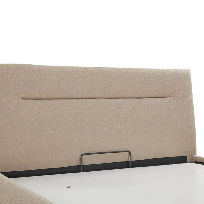 Hendrix 150x200 Queen Bed with Hydraulic storage-Taupe-With 2-Year Warranty