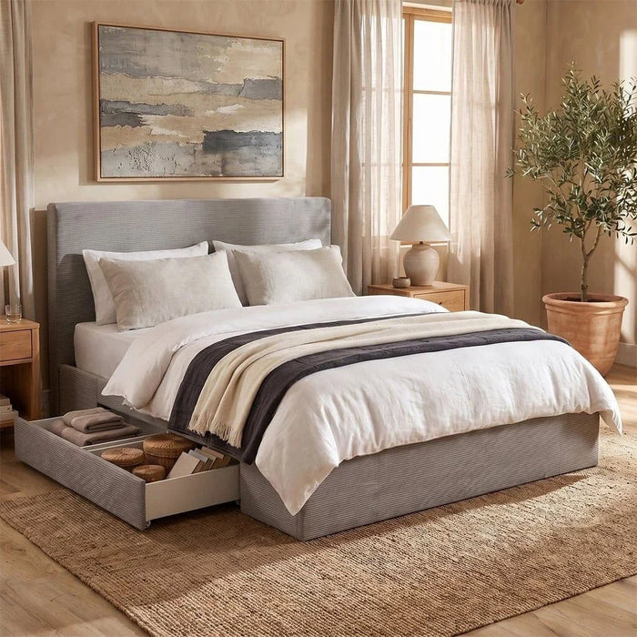 Wesley 180x200 King Bed with 4 Drawers-Dark Grey-With 2-Year Warranty