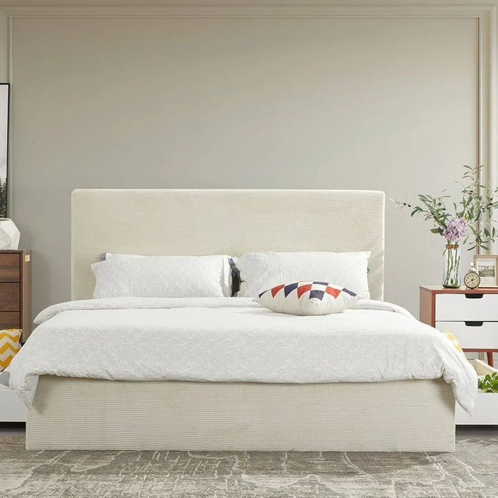 Wesley 150x200 Queen Bed with 4 Drawers-Light Beige-With 2-Year Warranty