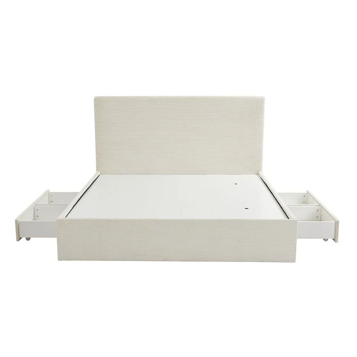Wesley 150x200 Queen Bed with 4 Drawers-Light Beige-With 2-Year Warranty