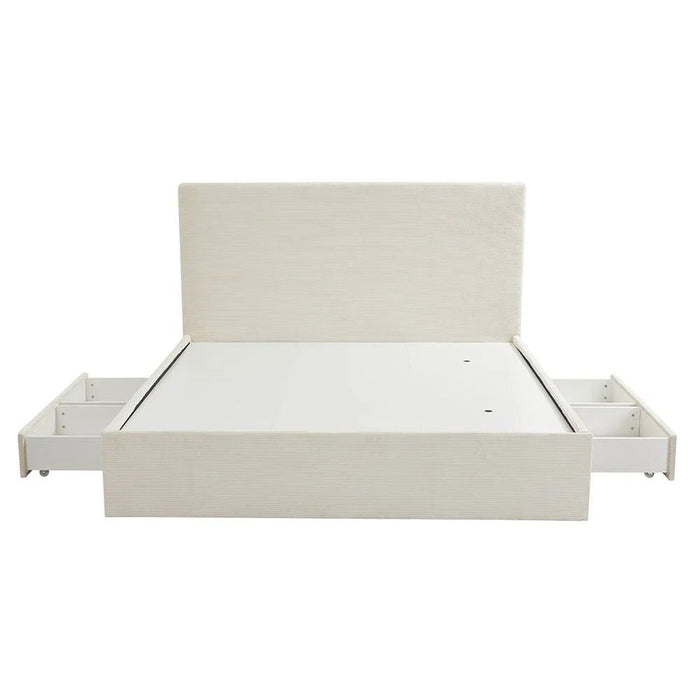 Wesley 150x200 Queen Bed with 4 Drawers-Light Beige-With 2-Year Warranty
