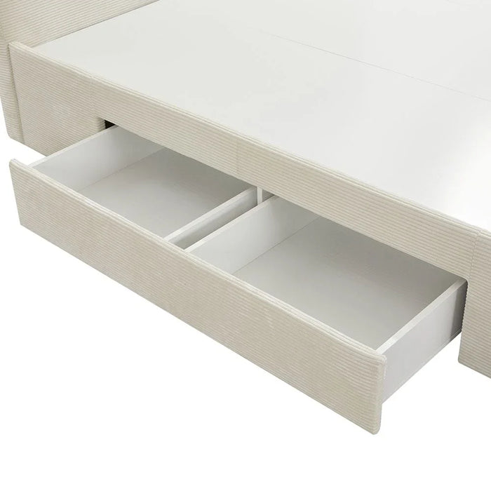 Wesley 150x200 Queen Bed with 4 Drawers-Light Beige-With 2-Year Warranty