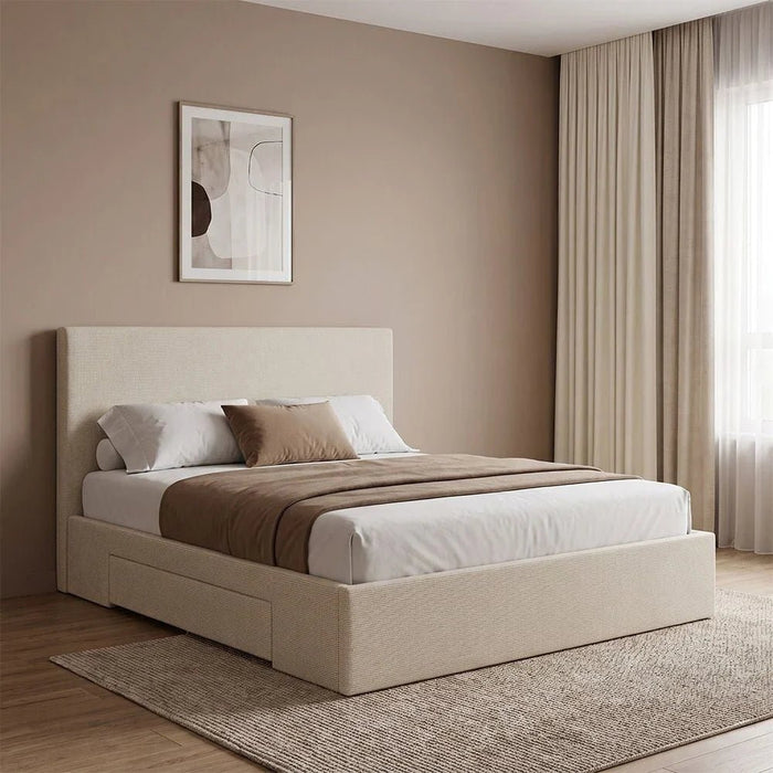 Wesley 180x200 King Bed with 4 Drawers-Light Beige-With 2-Year Warranty