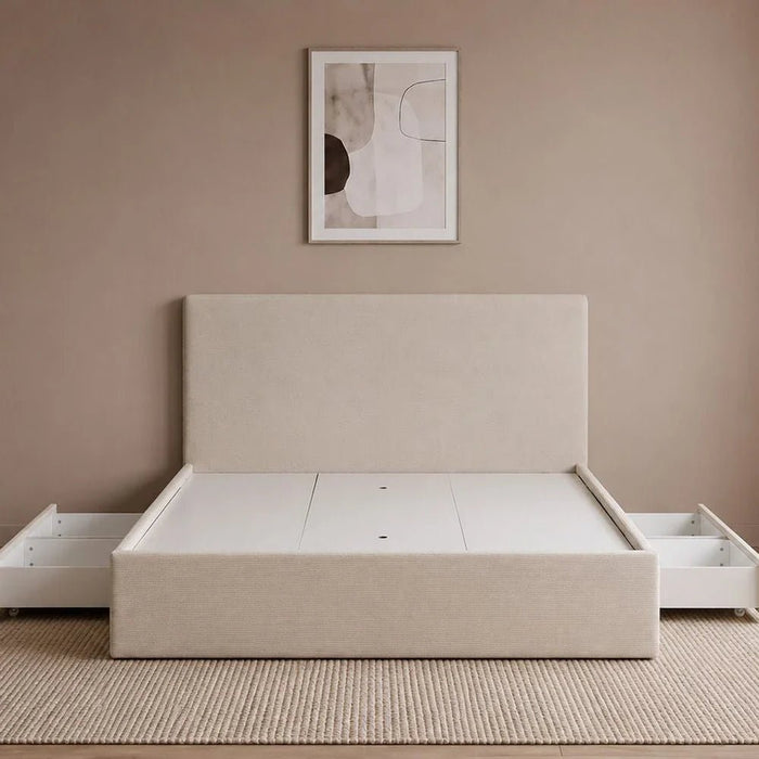 Wesley 180x200 King Bed with 4 Drawers-Light Beige-With 2-Year Warranty