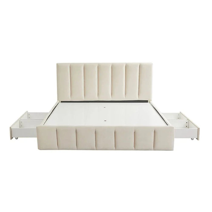 Vista 150x200 Queen Bed with 4 Drawers-Light Beige-With 2-Year Warranty