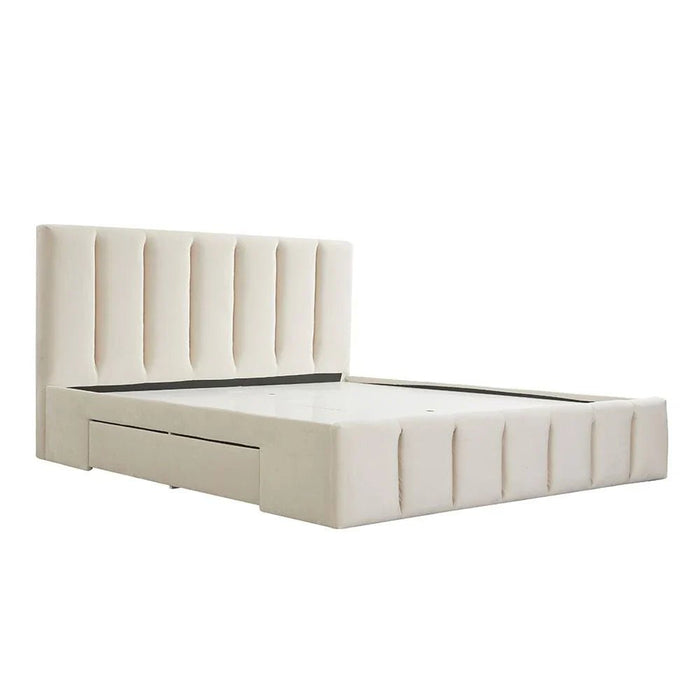 Vista 150x200 Queen Bed with 4 Drawers-Light Beige-With 2-Year Warranty