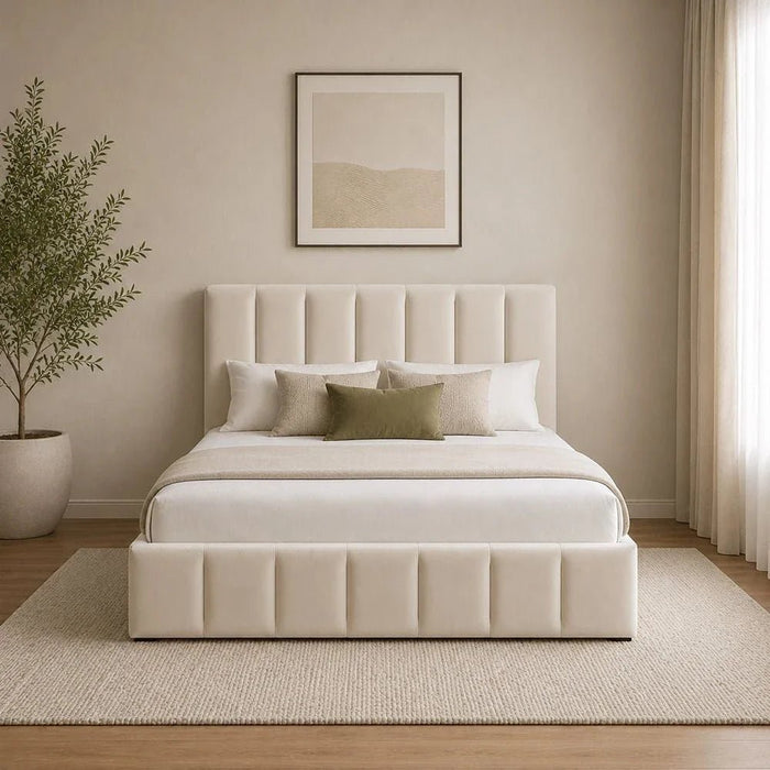 Vista 180x200 King Bed with 4 Drawers-Light Beige-With 2-Year Warranty