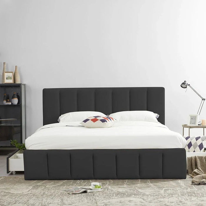 Vista 150x200 Queen Bed with 4 Drawers-Black-With 2-Year Warranty