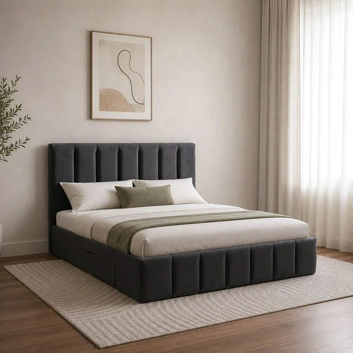 Vista 180x200 King Bed with 4 Drawers-Black-With 2-Year Warranty