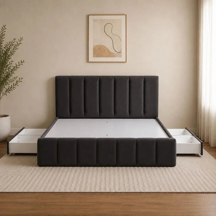 Vista 180x200 King Bed with 4 Drawers-Black-With 2-Year Warranty