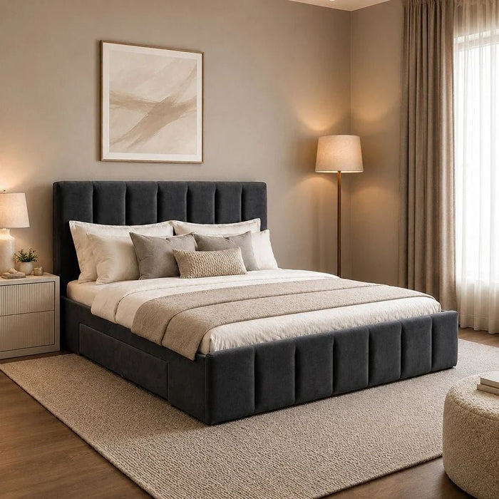 Vista 180x200 King Bed with 4 Drawers-Black-With 2-Year Warranty