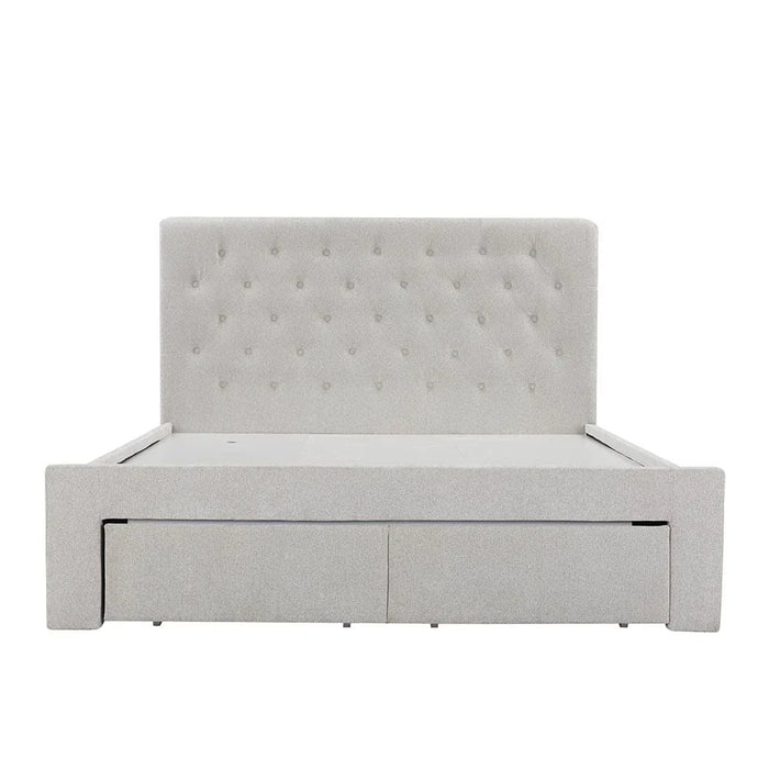 Bacia 150x200 Queen Bed with 2 Front Drawers-Light Grey-With 2-Year Warranty