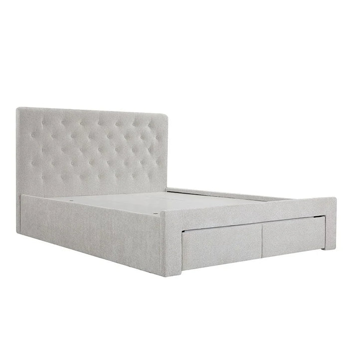 Bacia 150x200 Queen Bed with 2 Front Drawers-Light Grey-With 2-Year Warranty