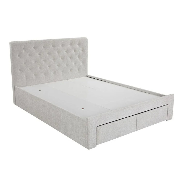 Bacia 150x200 Queen Bed with 2 Front Drawers-Light Grey-With 2-Year Warranty