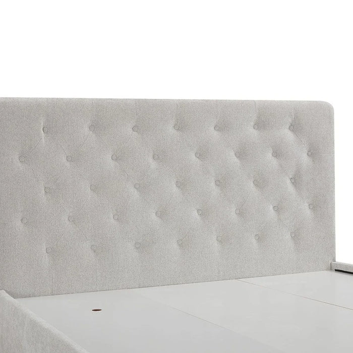 Bacia 150x200 Queen Bed with 2 Front Drawers-Light Grey-With 2-Year Warranty