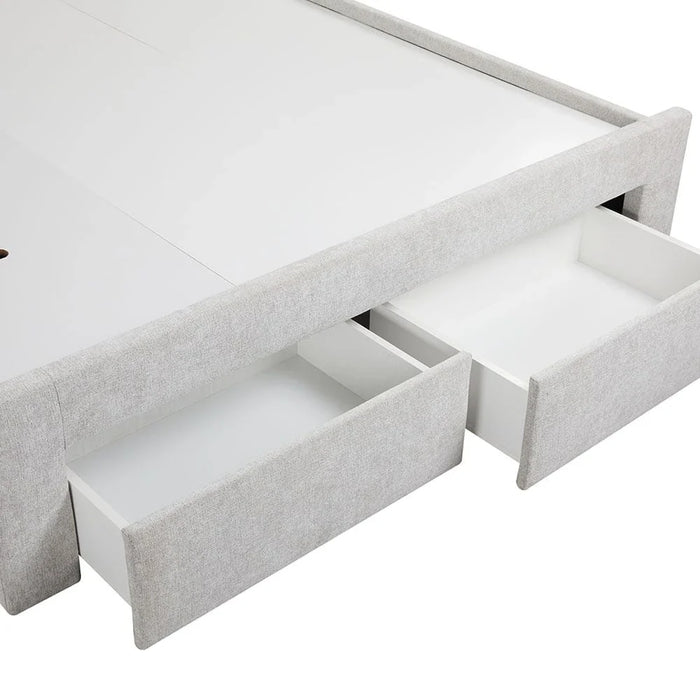 Bacia 150x200 Queen Bed with 2 Front Drawers-Light Grey-With 2-Year Warranty