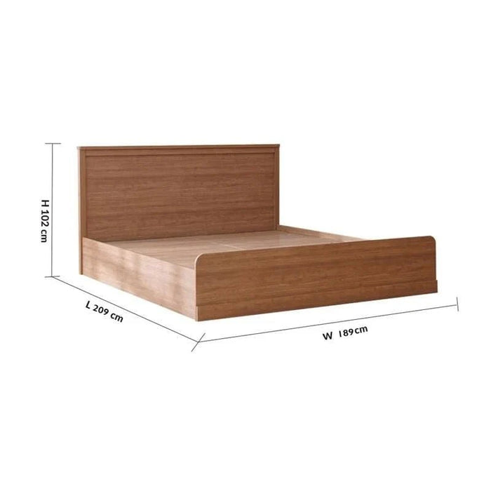 Zirco 180x200 King Bed with Storage-Brown Oak-With 2-Year Warranty