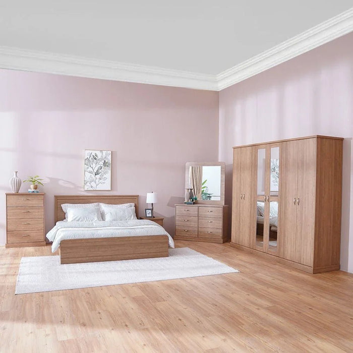 Zirco 180x200 King Bed with Storage-Brown Oak-With 2-Year Warranty