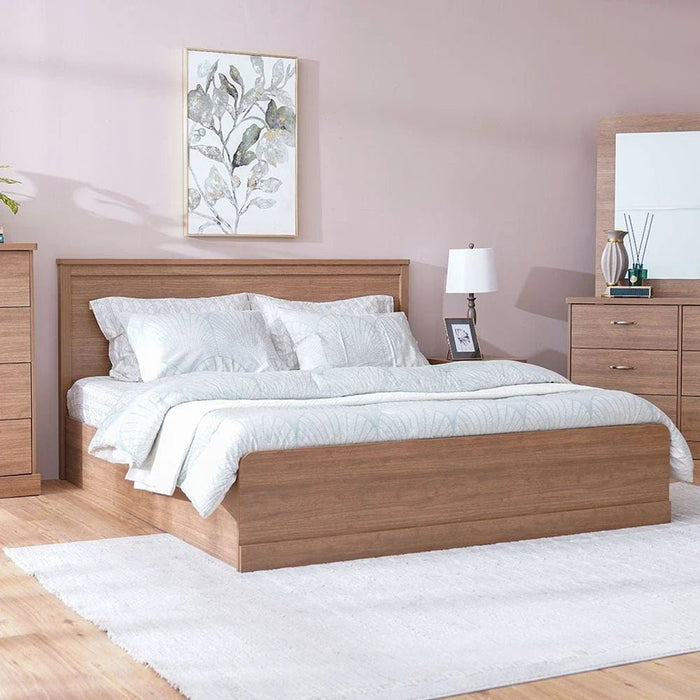 Zirco 180x200 King Bed with Storage-Brown Oak-With 2-Year Warranty