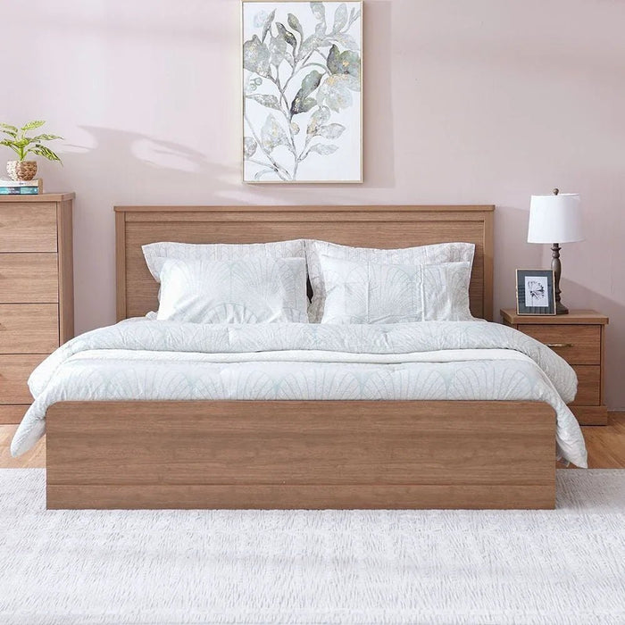 Zirco 180x200 King Bed with Storage-Brown Oak-With 2-Year Warranty