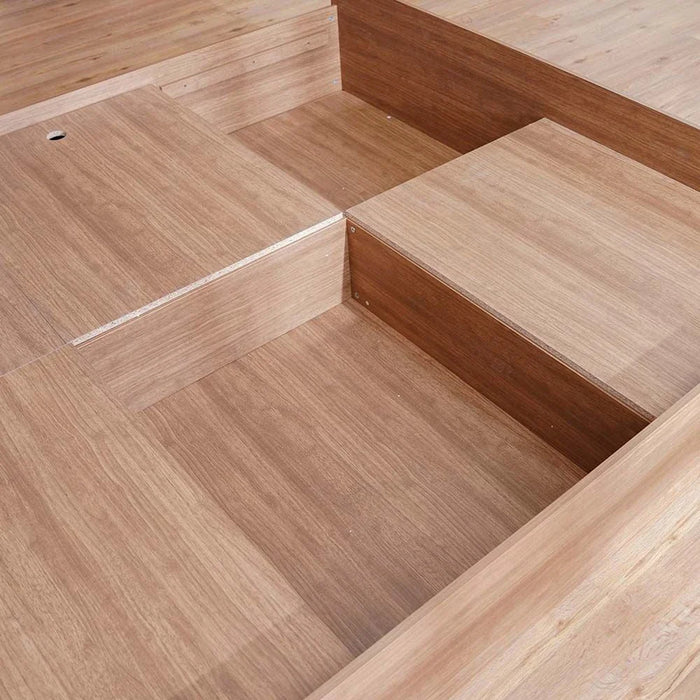 Zirco 180x200 King Bed with Storage-Brown Oak-With 2-Year Warranty