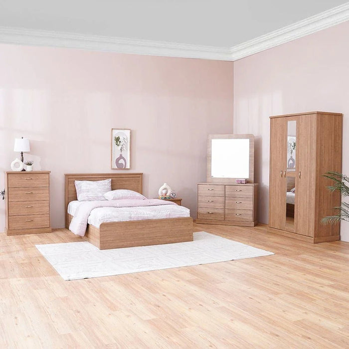 Zirco 150X200 Queen Bed with Storage-Brown Oak-With 2-Year Warranty