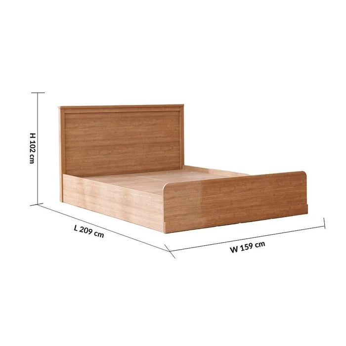 Zirco 150X200 Queen Bed with Storage-Brown Oak-With 2-Year Warranty