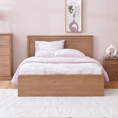 Zirco 150X200 Queen Bed with Storage-Brown Oak-With 2-Year Warranty