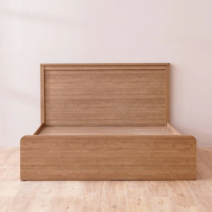 Zirco 150X200 Queen Bed with Storage-Brown Oak-With 2-Year Warranty