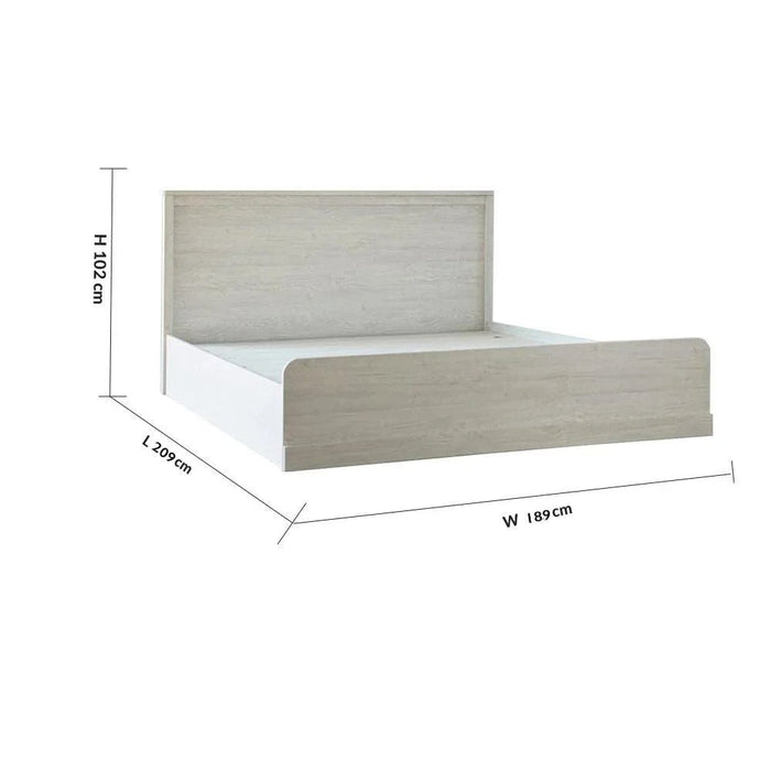 Zirco 180x200 King Bed with Storage-White Oak-With 2-Year Warranty