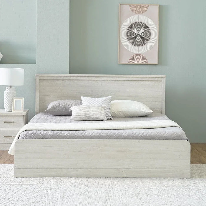 Zirco 180x200 King Bed with Storage-White Oak-With 2-Year Warranty