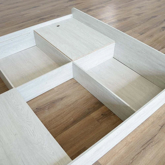 Zirco 180x200 King Bed with Storage-White Oak-With 2-Year Warranty