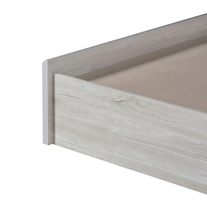 Tisley 150x200 Queen Bed with Storage-Light Oak/White Faux Marble-With 2-Year Warranty