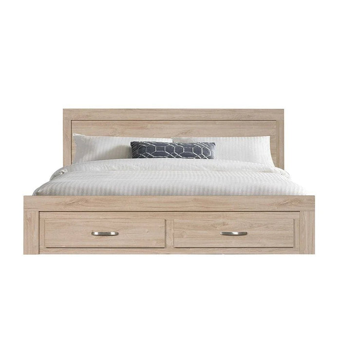 Bolivar 180x200 King Bed with 2-Front Drawer Storage - Vintage Oak - With 2-Year Warranty