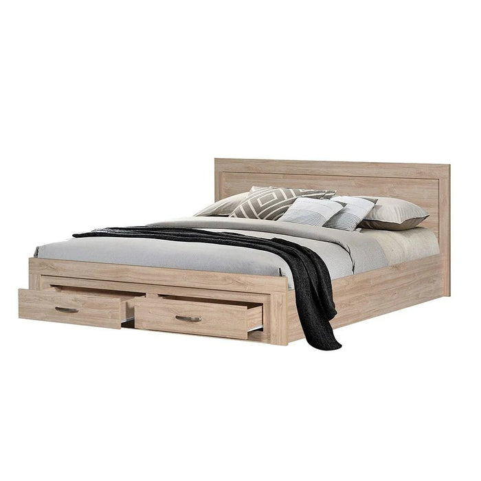 Bolivar 180x200 King Bed with 2-Front Drawer Storage - Vintage Oak - With 2-Year Warranty