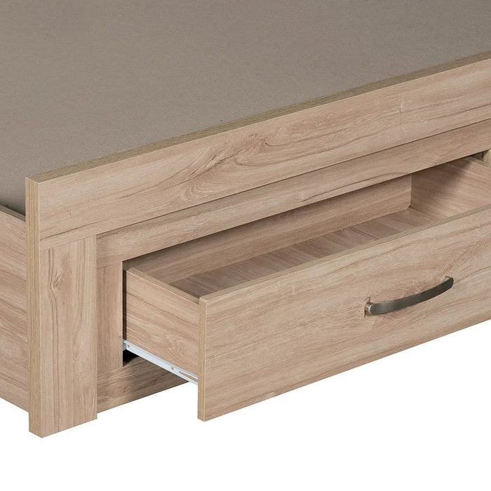 Bolivar 180x200 King Bed with 2-Front Drawer Storage - Vintage Oak - With 2-Year Warranty