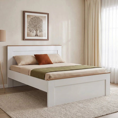 Pera 180x200 King Bed-White/Light Oak-With 2-Year Warranty