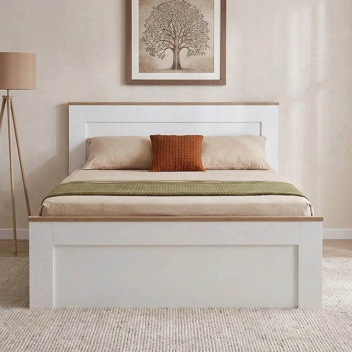 Pera 180x200 King Bed-White/Light Oak-With 2-Year Warranty