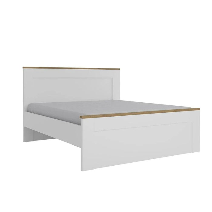 Pera 180x200 King Bed-White/Light Oak-With 2-Year Warranty