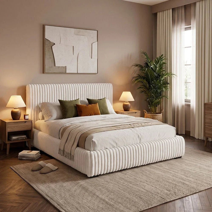 Fritz 180x200 King Bed-Cream-With 2-Year Warranty
