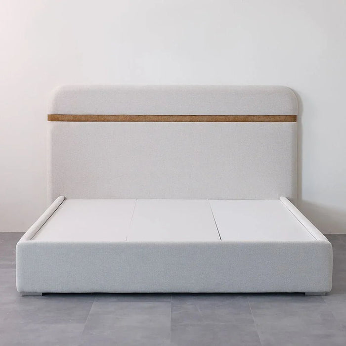 Frazer 180x200 Upholstered King Bed-White/Natural Oak-With 2-Year Warranty