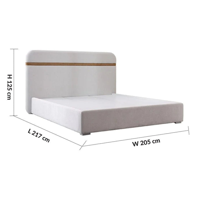 Frazer 180x200 Upholstered King Bed-White/Natural Oak-With 2-Year Warranty