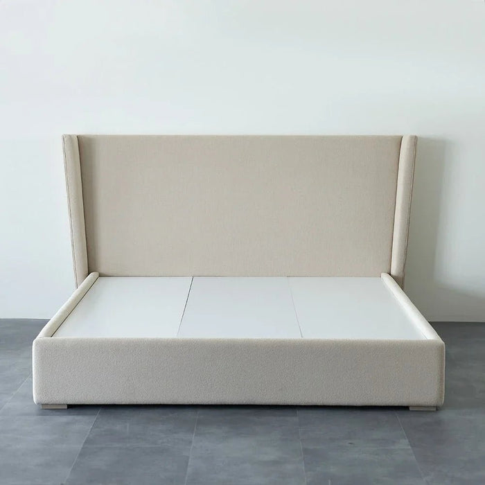 Barney 180x200 Upholstered King Bed-Beige/Brown-With 2-Year Warranty