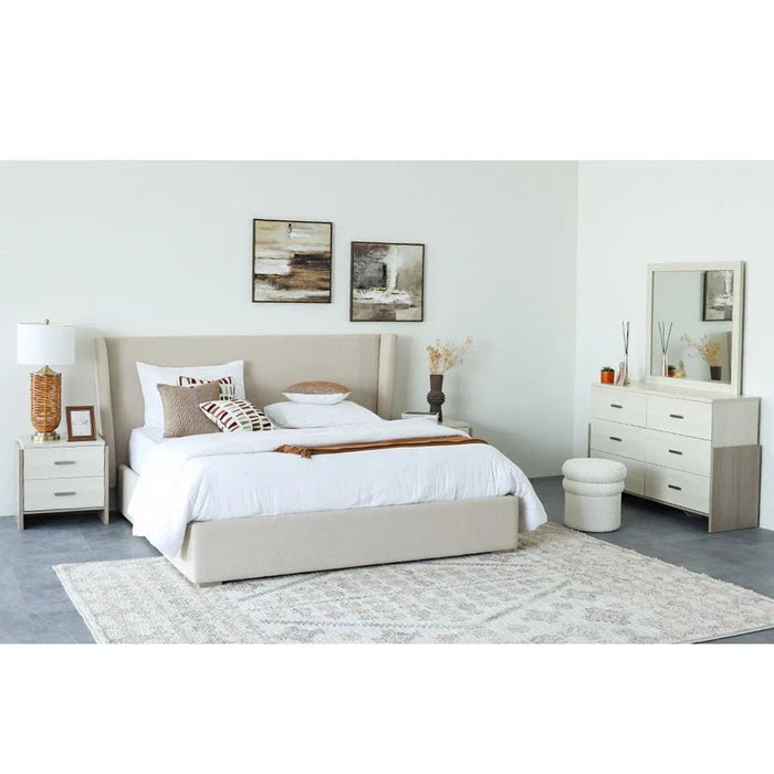 Barney 180x200 Upholstered King Bed-Beige/Brown-With 2-Year Warranty
