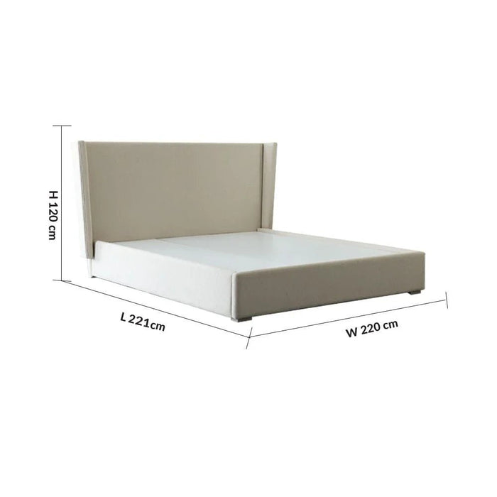 Barney 180x200 Upholstered King Bed-Beige/Brown-With 2-Year Warranty